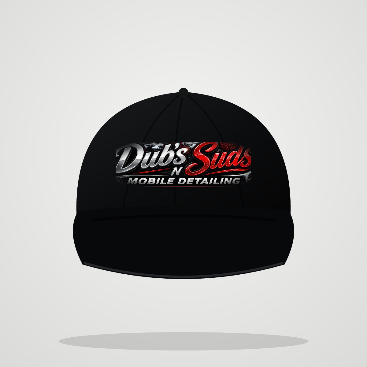 Black snapback hat with the Dub's N Suds wordmark on the front panel